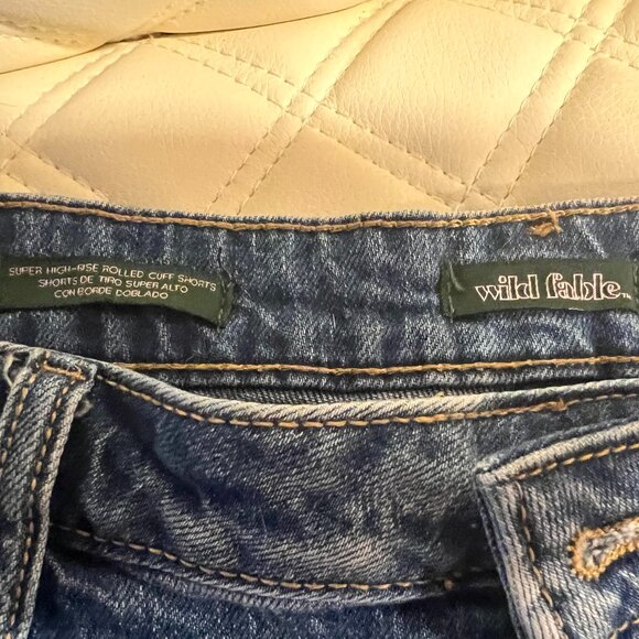 Wild Fable Super Hi-waist Rolled Cuff Distressed Jean shorts - Picture 2 of 3